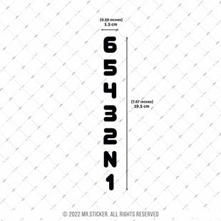 RFBK44 Siyah Reflektif 1-2-3-4-5-6 Vites Etiketi