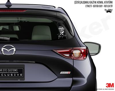 RFHLM106 Ozel Seri - Cizgi Calismali Reflektif Gazi Mustafa Kemal Etiketi - Buyuk Boy