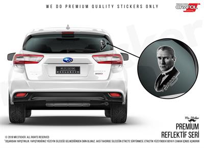 RFHLM107 Ozel Seri - Cizgi Calismali Reflektif Ataturk Etiketi - Buyuk Boy