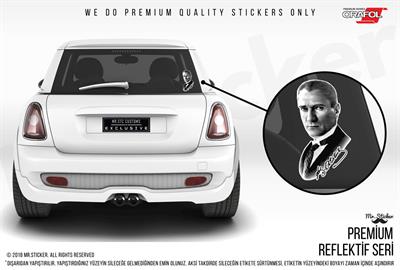 RFHLM107 Ozel Seri - Cizgi Calismali Reflektif Ataturk Etiketi - Buyuk Boy