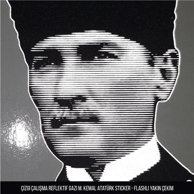 RFHLM109 Ozel Seri - Reflektif Cizgi Calismali Gazi Mustafa Kemal Etiketi - Orta Boy-Kucuk Boy Set
