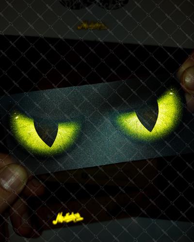 RFHLM116 Reflektif Yesil Canavar Gozleri Etiketi Kucuk Boy