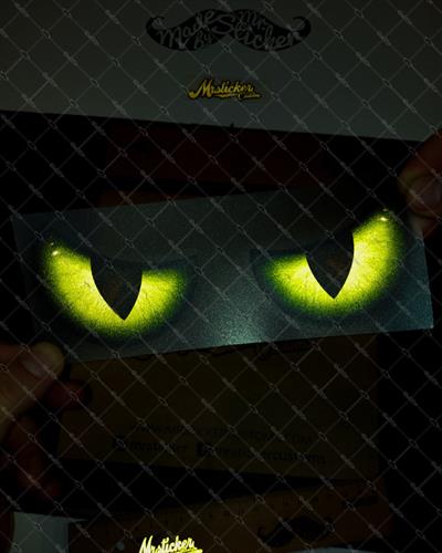 RFHLM117 Reflektif Yesil Canavar Gozleri Etiketi Orta Boy