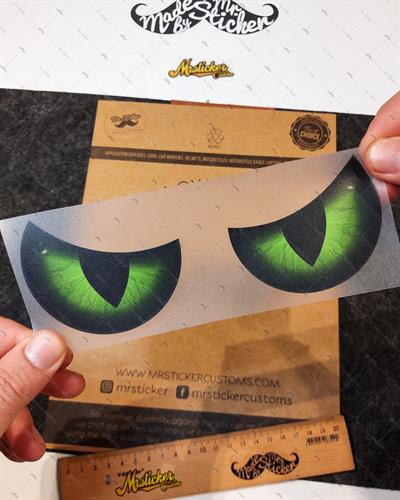 RFHLM117 Reflektif Yesil Canavar Gozleri Etiketi Orta Boy