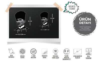 RFHLM122 Reflektif Ikili Gazi Mustafa Kemal Silueti Seti