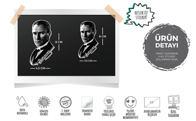 RFHLM123 Reflektif Ikili Ataturk Silueti Seti