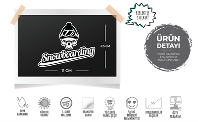 RFHLM130 Reflektif Snowboarding Yazisi Ve Kurukafa Etiketi