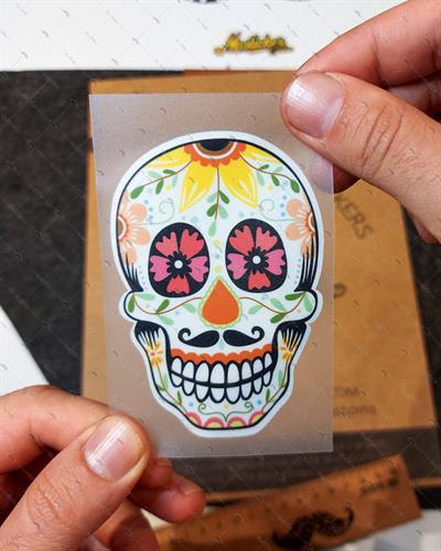 RFHLM16 Reflektif Sugarskull Meksikali Kurukafa Etiketi