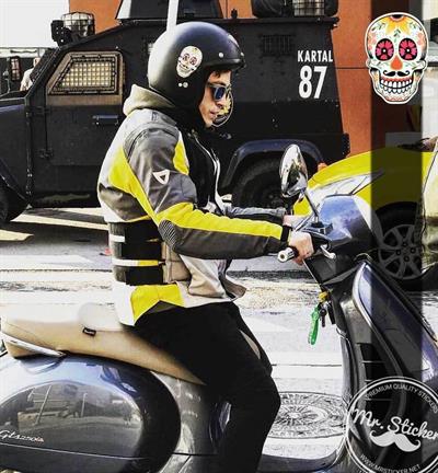 RFHLM16 Reflektif Sugarskull Meksikali Kurukafa Etiketi