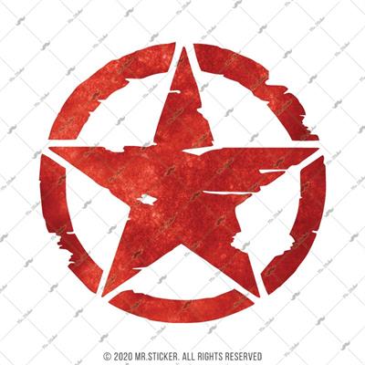 RFHLM167  Reflektif Eskitilmis Desenli Asker Yildizi - Kan Kirmizi