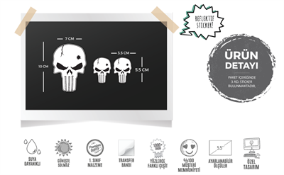 RFHLM171 Reflektif SS Kurukafa Etiketi 3lu Set