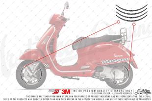 RFHLM230 OZEL SERI Vespa Uyumlu Reflektif Racing Edition Yazili Jant Etiketi- kili Set