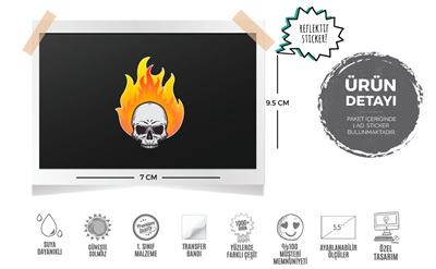 RFHLM42 Reflektif Alevli Kurukafa Etiketi