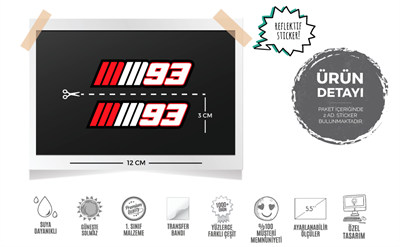 RFHLM53 Reflektif Marquez MM93 Etiketi - 2li Set