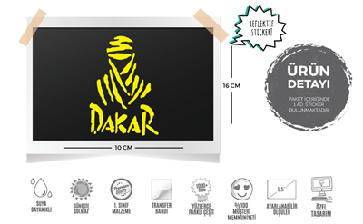 RFHLM57 Reflektif Dakar Etiketi - Sari Renk