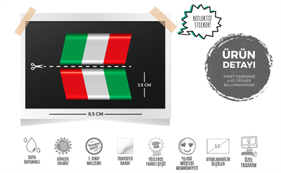 RFHLM65 Reflektif Italya Bayragi Etiketi - Simetrik 2li Set