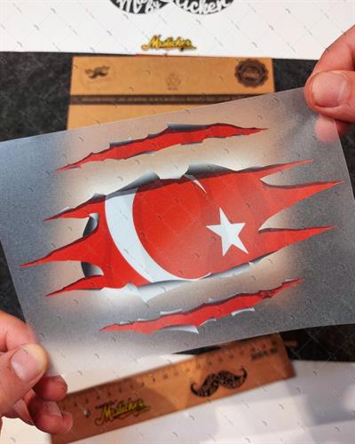 RFHLM66 Reflektif Ici Gozuken Yirtik Metal Desenli Ay Yildiz Etiketi