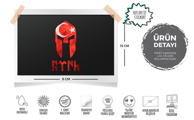 RFHLM67 Reflektif Savas Migfer Etiketi Gokturkce Turk Yazisi Ile