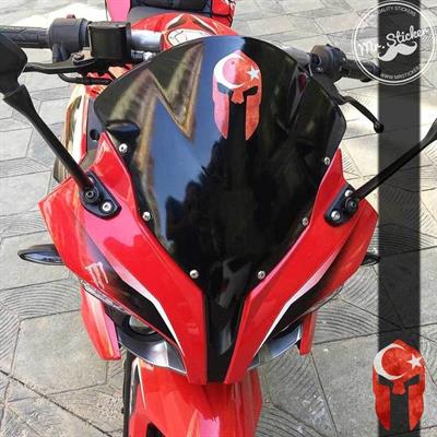 RFHLM68 Reflektif Savas Migferi Etiketi Ay Yildiz Desenli