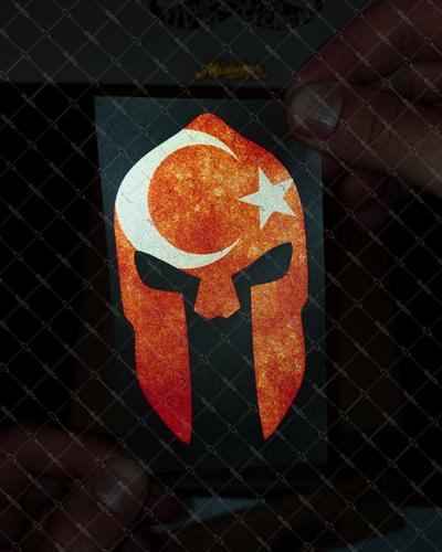 RFHLM68 Reflektif Savas Migferi Etiketi Ay Yildiz Desenli