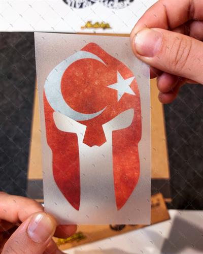 RFHLM68 Reflektif Savas Migferi Etiketi Ay Yildiz Desenli