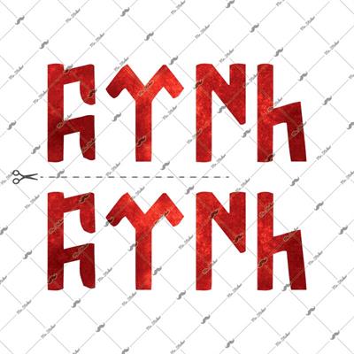 RFHLM69 Reflektif Gokturkce Turk Yazisi - 2li Set - Kan Kirmizi