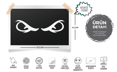 RFHLM7 Reflektif Kizgin Gozler Etiketi