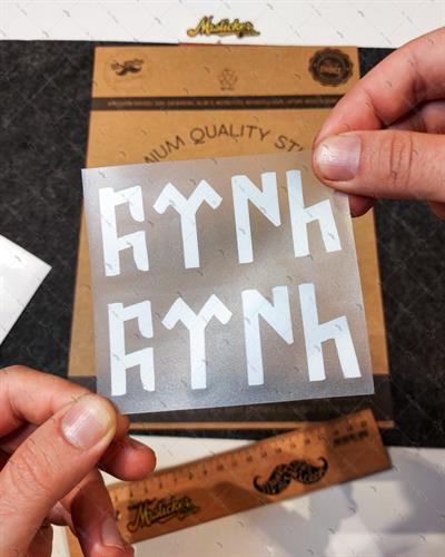 RFHLM70 Reflektif Gokturkce Turk Yazisi - 2li Set - Beyaz Renk