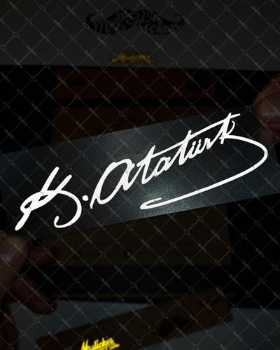 RFHLM71 Reflektif Mustafa Kemal Ataturk Imzasi Etiketi