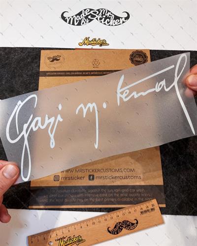 RFHLM72 Reflektif Gazi Mustafa Kemal Ataturk Imzasi Etiketi