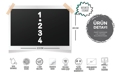 RFHLM74 Reflektif 1 2 3 4 Vites Etiketi Beyaz Renk