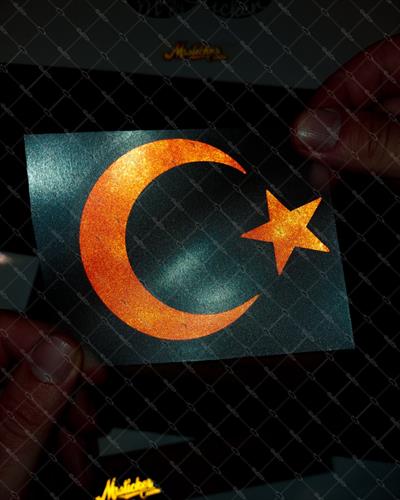RFHLM77 Reflektif Ay Yildiz Etiketi - Kan Kirmizi