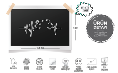 RFHLM85 Reflektif Motosiklet Kalp Ritm Etiketi