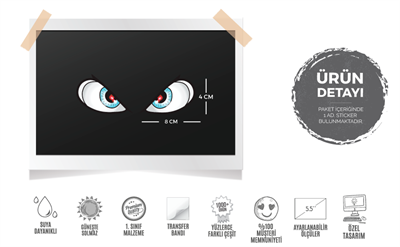 RFHLM87 Reflektif Kizgin Bakan Gozler Etiketi -2 Parca