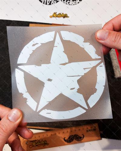 RFHLM89 Buyuk Boy - Reflektif Eskitilmis Desenli Asker Yildizi