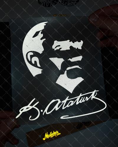 RFHLM92 Reflektif Kemal Ataturk Silueti - Buyuk Boy