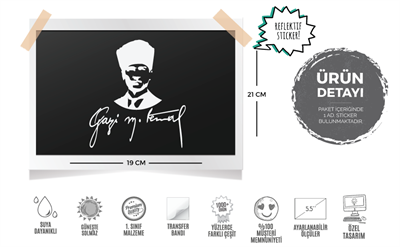 RFHLM94 Reflektif Gazi Mustafa Kemal Silueti - Buyuk Boy
