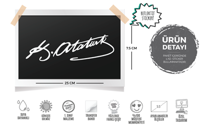 RFHLM95 Reflektif Kemal Ataturk Imzasi  - Buyuk Boy