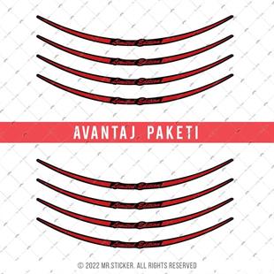 RFHLMBDL10 Avantaj Set Vespa Uyumlu Reflektif Limited Edition Yazili Jant Etiketi - Kirmizi Renk