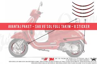 RFHLMBDL10 Avantaj Set Vespa Uyumlu Reflektif Limited Edition Yazili Jant Etiketi - Kirmizi Renk