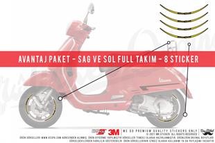 RFHLMBDL11 Avantaj Set Vespa Uyumlu Reflektif Limited Edition Yazili Jant Etiketi - Sari renk