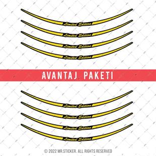 RFHLMBDL11 Avantaj Set Vespa Uyumlu Reflektif Limited Edition Yazili Jant Etiketi - Sari renk