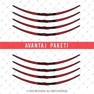 RFHLMBDL12 Avantaj Set Vespa Uyumlu Reflektif Super Yazili Jant Etiketi - Kirmizi Renk