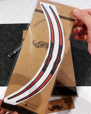 RFHLMBDL12 Avantaj Set Vespa Uyumlu Reflektif Super Yazili Jant Etiketi - Kirmizi Renk