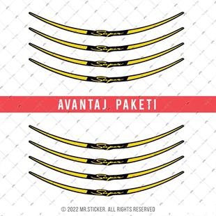 RFHLMBDL13 Avantaj Set Vespa Uyumlu Reflektif Super Yazili Jant Etiketi - Sari Renk