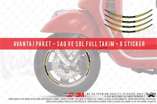 RFHLMBDL13 Avantaj Set Vespa Uyumlu Reflektif Super Yazili Jant Etiketi - Sari Renk