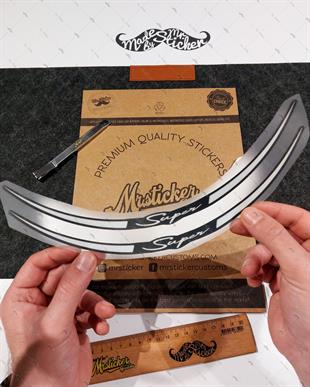 RFHLMBDL14 Avantaj Set Vespa Uyumlu Reflektif Super Yazili Jant Etiketi - Beyaz Renk