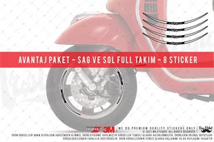 RFHLMBDL14 Avantaj Set Vespa Uyumlu Reflektif Super Yazili Jant Etiketi - Beyaz Renk
