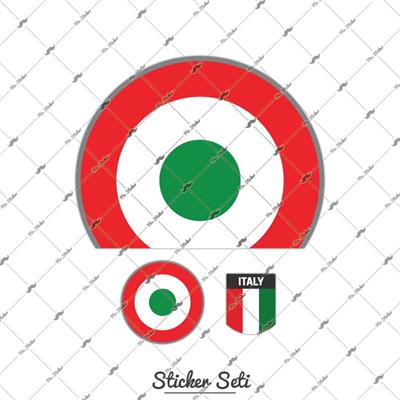 STS25 22cm (Büyük Boy) Yeşil Kırmızı Yarım Yuvarlak Sticker Seti