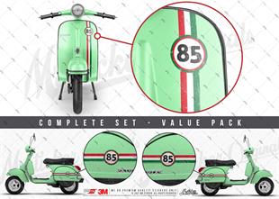 STS30VP Kişiye Özel Numaralı Eskitilmiş Desenli Kırmızı Beyaz Yeşil Desenli Şerit Seti